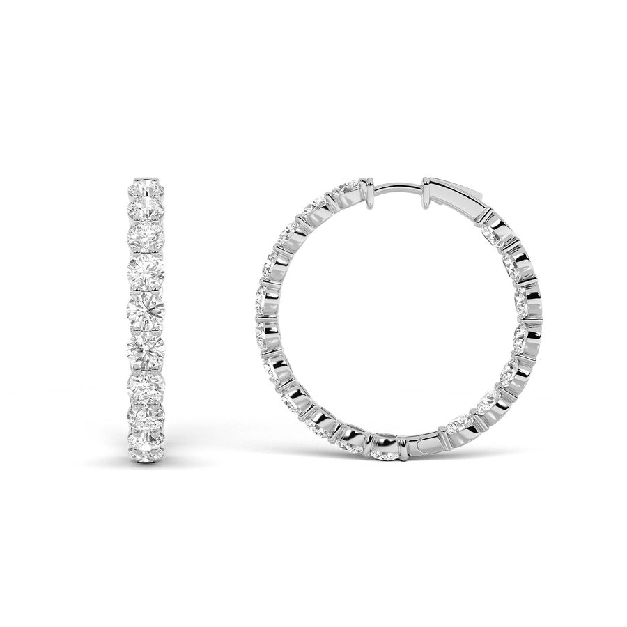 Round Shape Lab Grown Diamond Inside Out Hoop Earrings lab grown diamond
