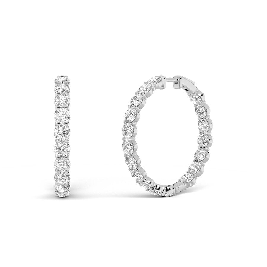 Round Shape Lab Grown Diamond Inside Out Hoop Earrings lab grown diamond