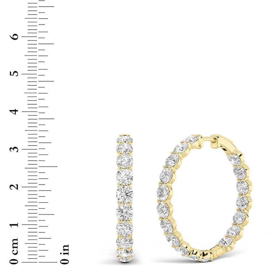 Round Shape Lab Grown Diamond Inside Out Hoop Earrings lab grown diamond