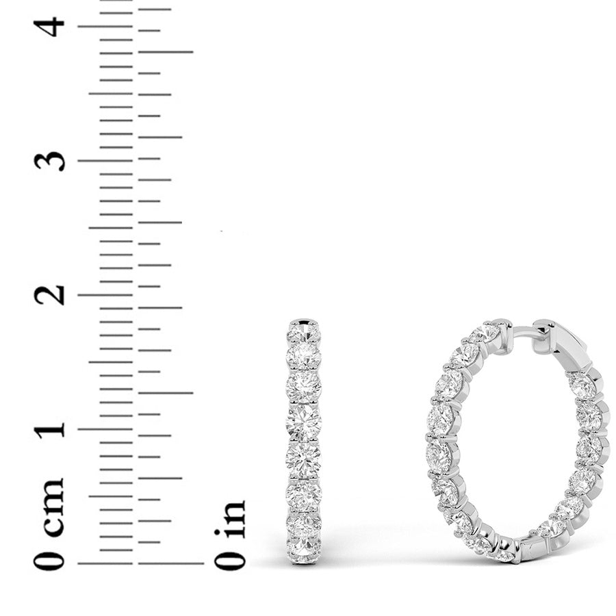 Round Shape Lab Grown Diamond Inside Out Hoop Earrings lab grown diamond