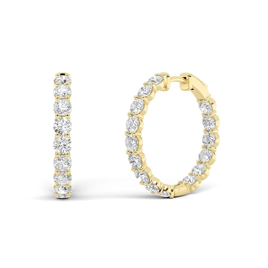 Round Shape Lab Grown Diamond Inside Out Hoop Earrings lab grown diamond