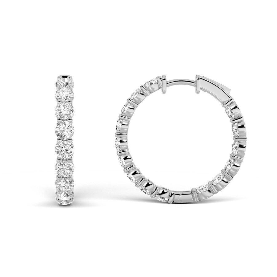 Round Shape Lab Grown Diamond Inside Out Hoop Earrings lab grown diamond