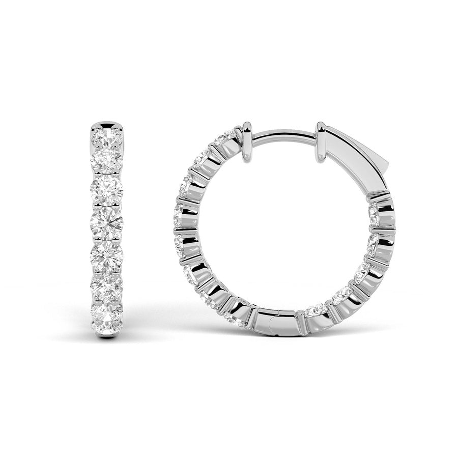 8CTW Round Shaped Lab Grown Diamond Inside Out Hoop Earrings in 14K Gold (F/VS)