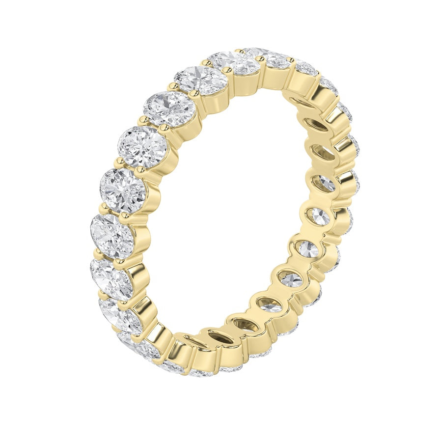 3Cttw Oval Shaped Lab Grown Diamond Split Prong Eternity Ring in 14K Gold (F/VS)