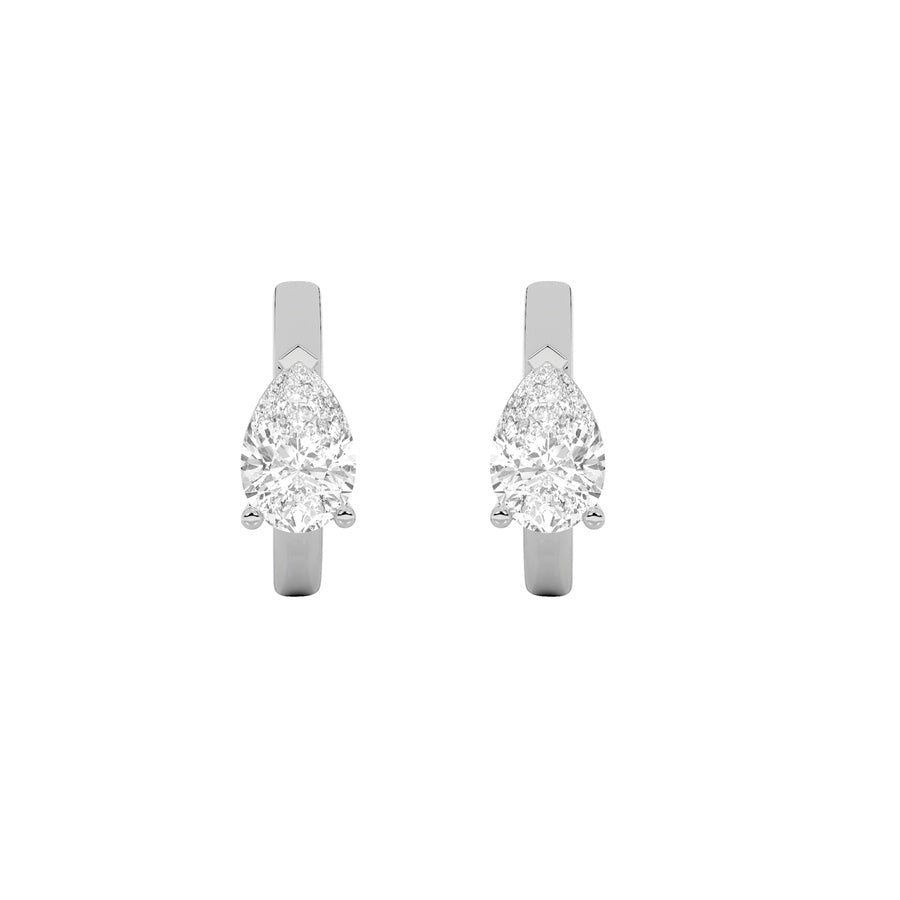 Pear Shape Solitaire Huggie Earrings lab grown diamond