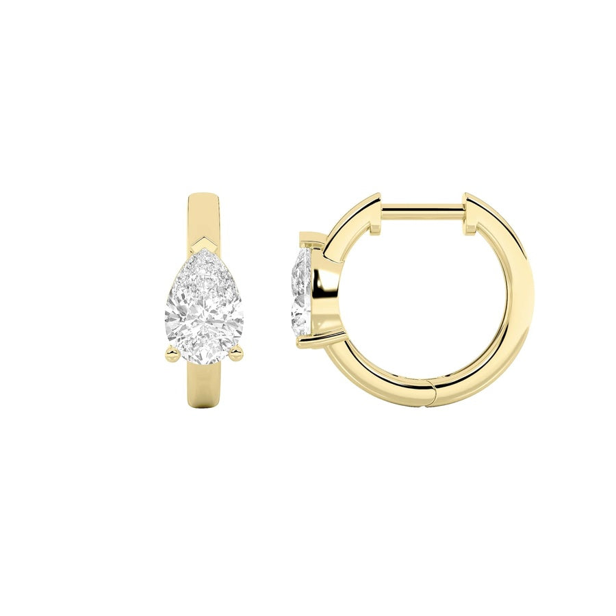 Pear Shape Solitaire Huggie Earrings lab grown diamond