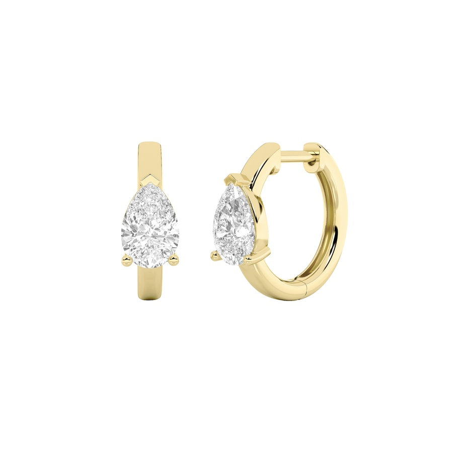 Pear Shape Solitaire Huggie Earrings lab grown diamond