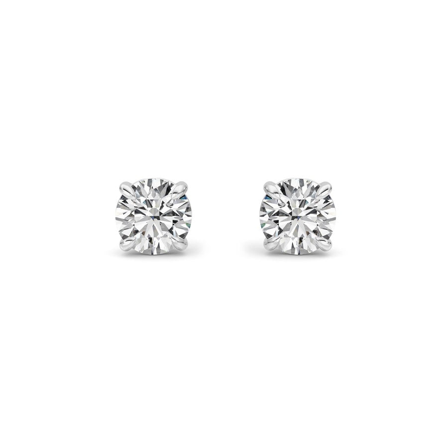 3Cttw Round Shaped Lab Grown Diamond 4 Prong StudEarrings in 14K Gold (G/VS)