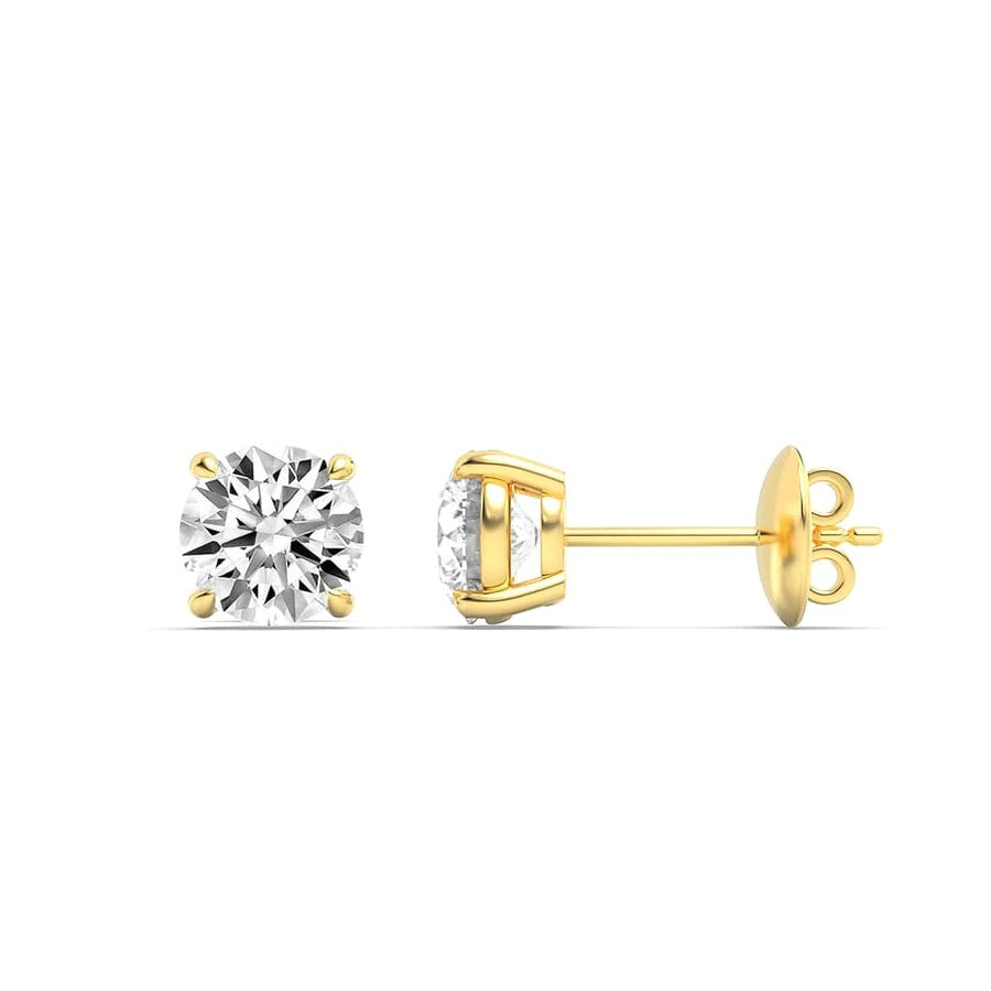 3Cttw Round Shaped Lab Grown Diamond 4 Prong StudEarrings in 14K Gold (G/VS)