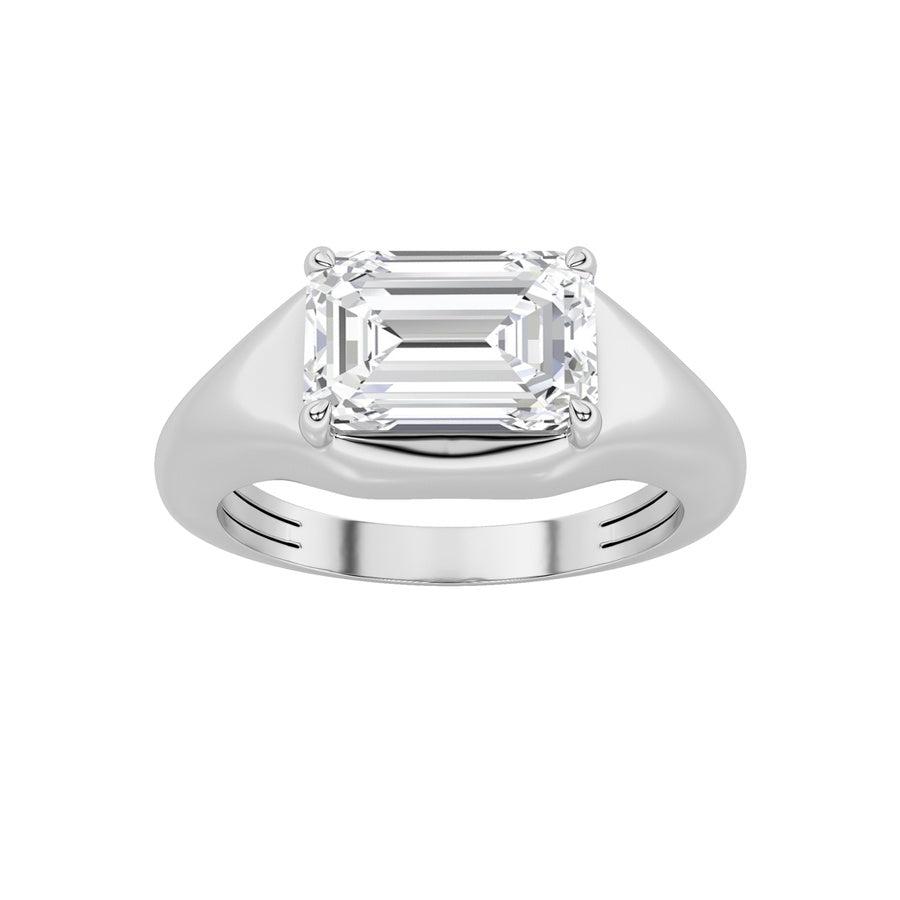2Cttw Emerald Shaped Lab Grown Diamond (G/VS) EastWest Solitaire Ring in 14K Gold