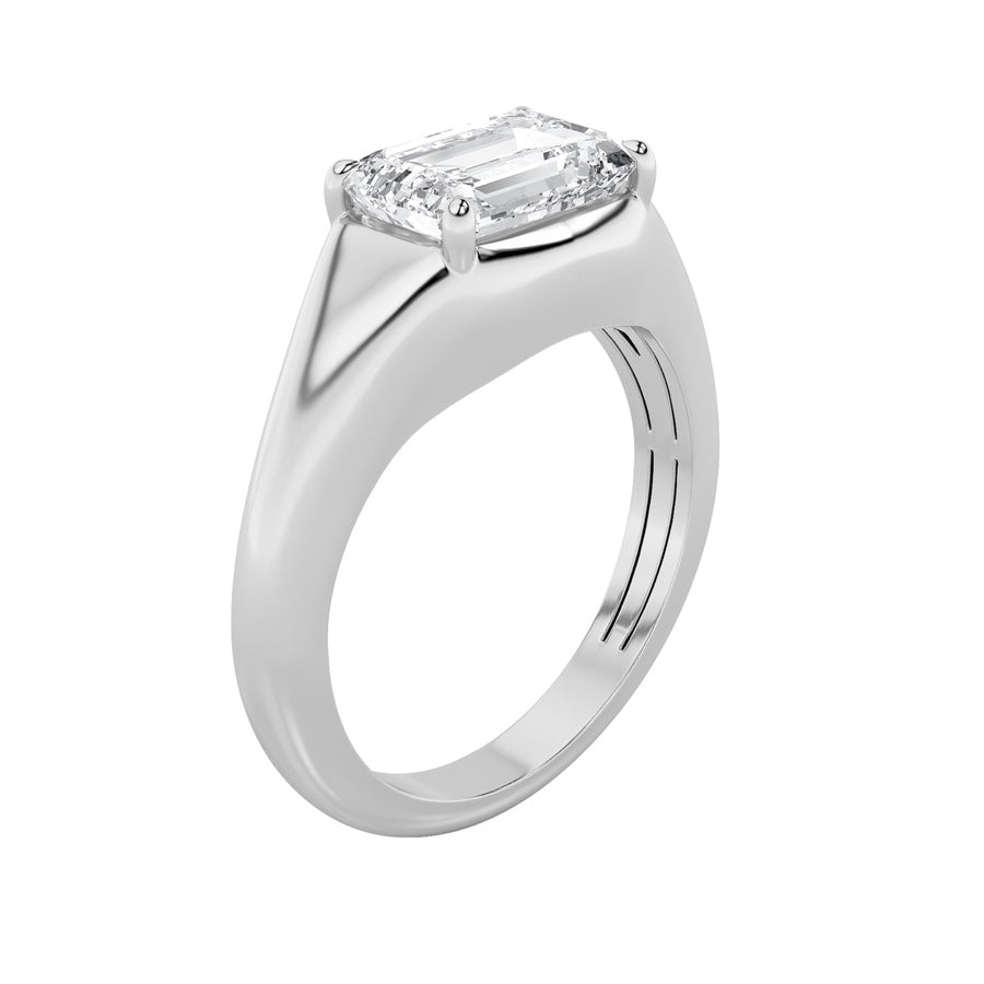 2Cttw Emerald Shaped Lab Grown Diamond (G/VS) EastWest Solitaire Ring in 14K Gold