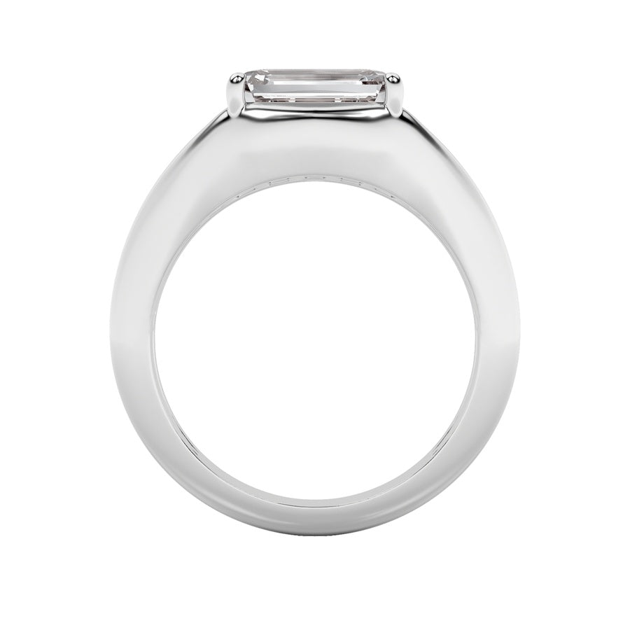 2Cttw Emerald Shaped Lab Grown Diamond (G/VS) EastWest Solitaire Ring in 14K Gold