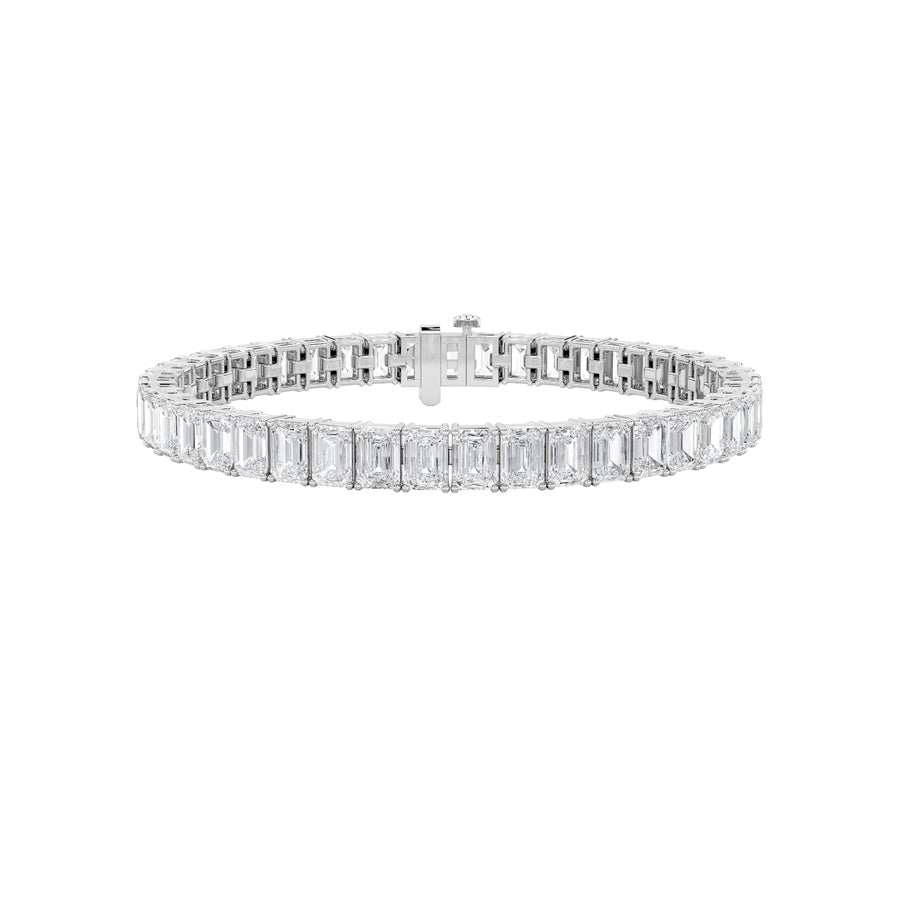 10Cttw Emerald Shaped Lab Grown Diamond (F/VS) Bracelet in 14K Gold
