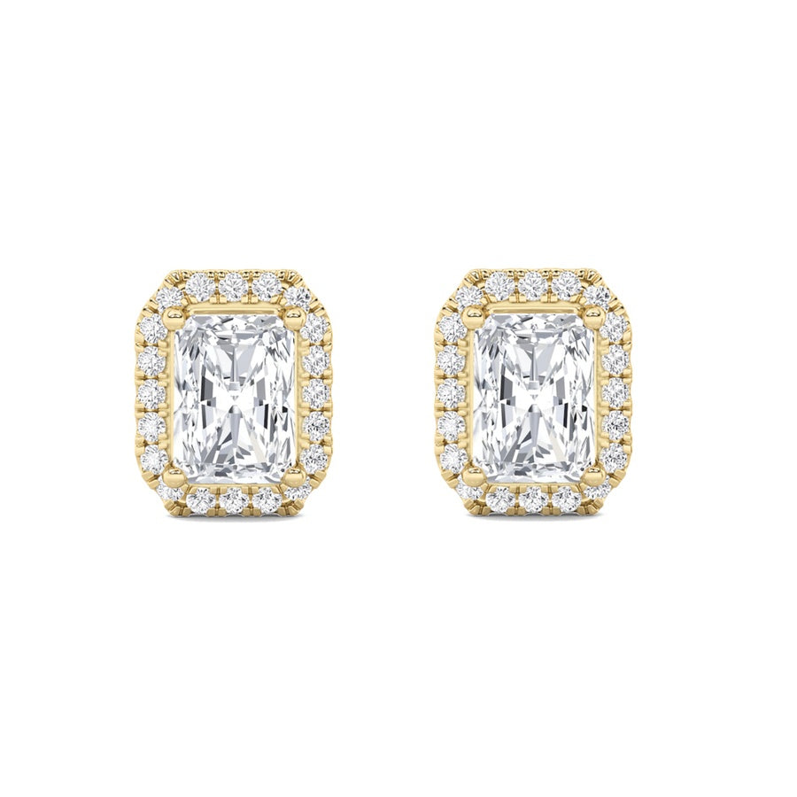 2Cttw Radiant Shaped Lab Grown Diamond (F/VS) Earrings in 14K Gold