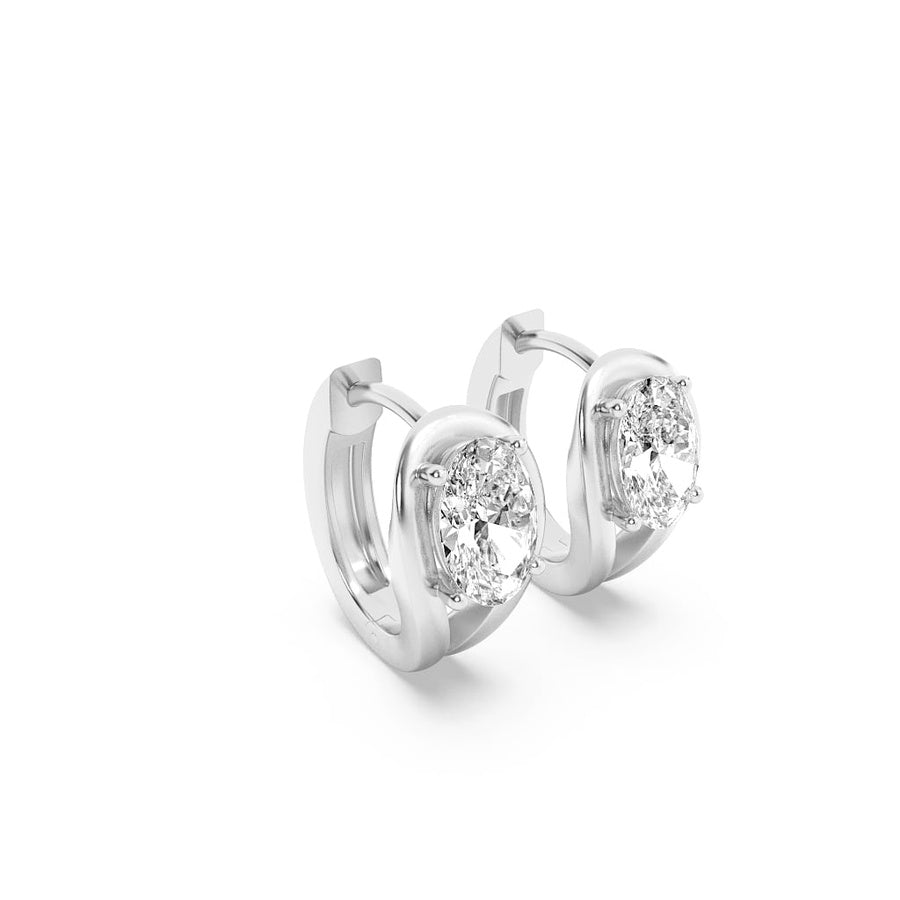 1.5Cttw Oval Shaped Lab Grown Diamond (F/VS) Fashion Earrings in 14K Gold