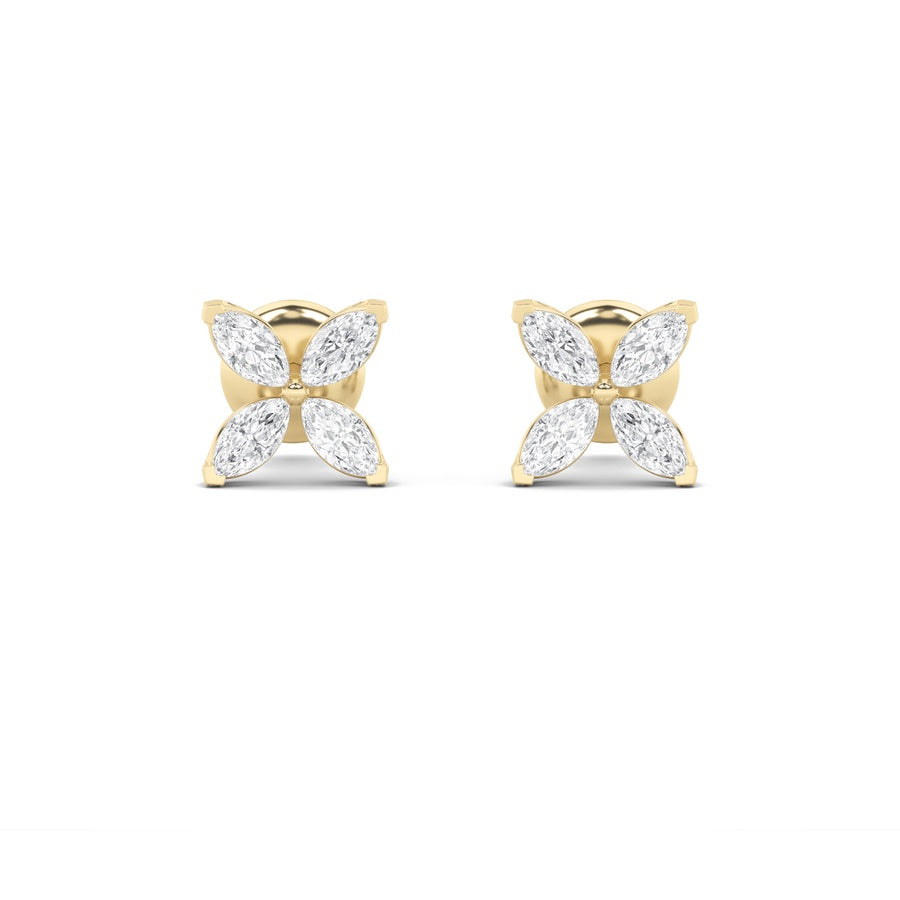 Marquise Shape Flower Earrings lab grown diamond