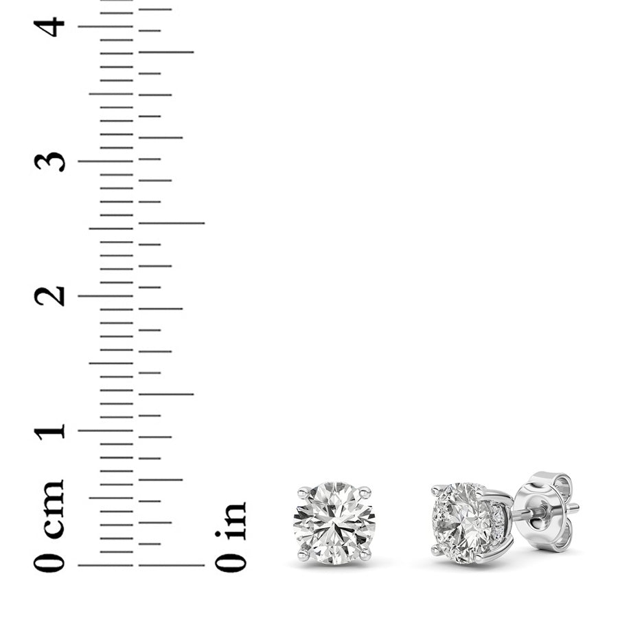 Round Shape Hidden Halo Stud Earrings lab grown diamond