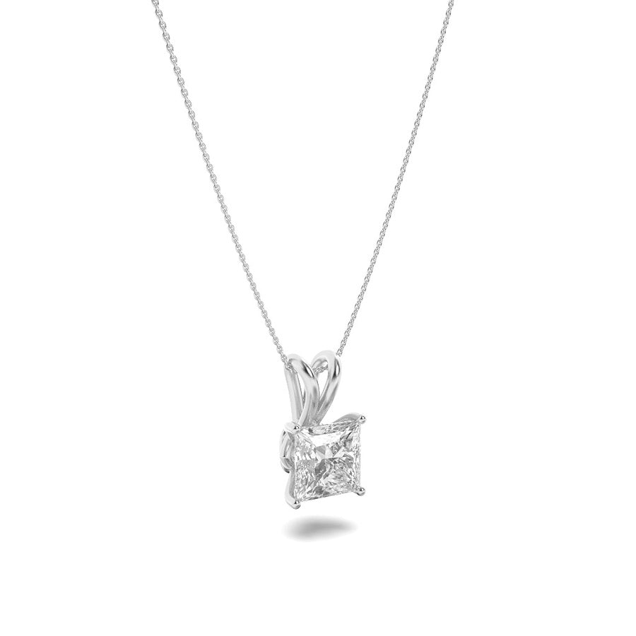 Princess Shape Split Bale Solitaire Pendant lab grown diamond
