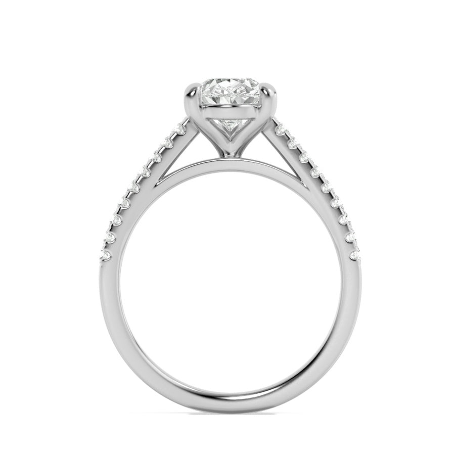 2Cttw Pear Shaped Lab Grown Diamond (F/VS) Cross Shank Accented Engagement Ring in 14K Gold
