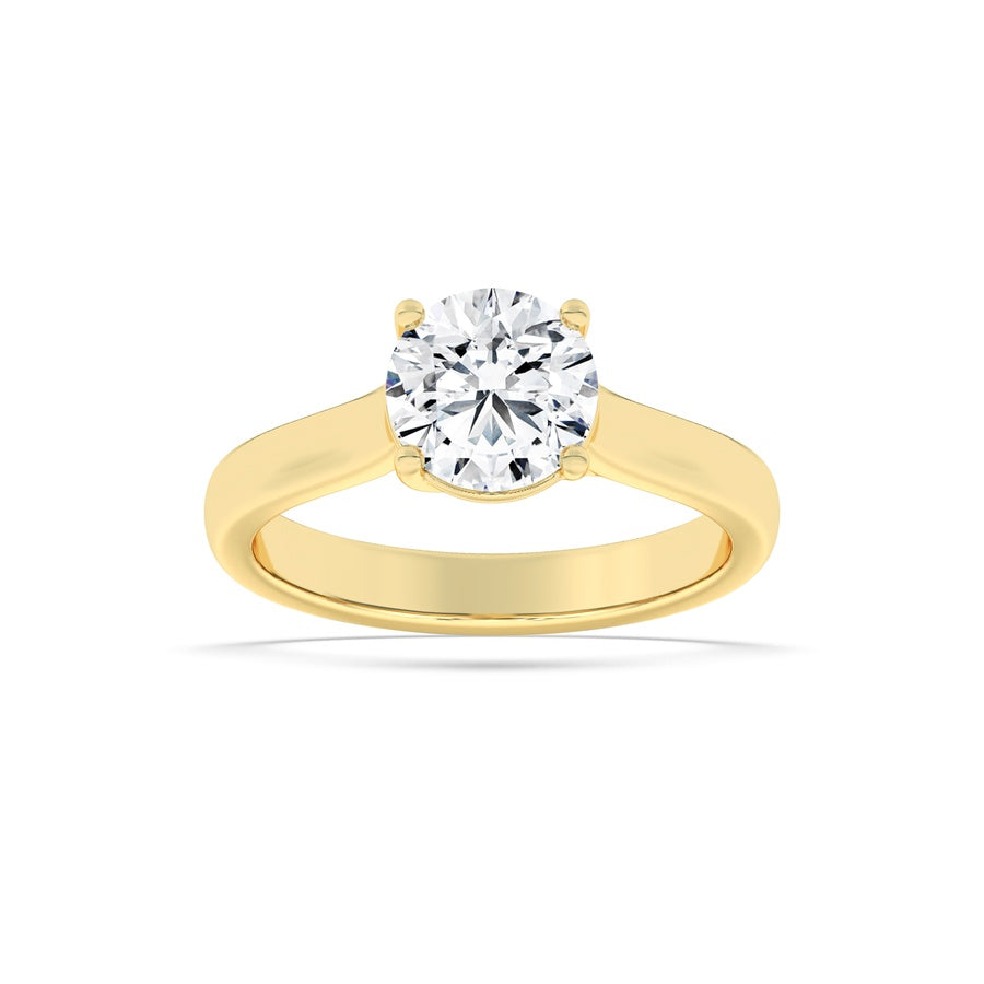 2Cttw Round Shaped Lab Grown Diamond (F/VS) PlainCathedral Trellis Shank Solitaire Engagement Ringin 14K Gold