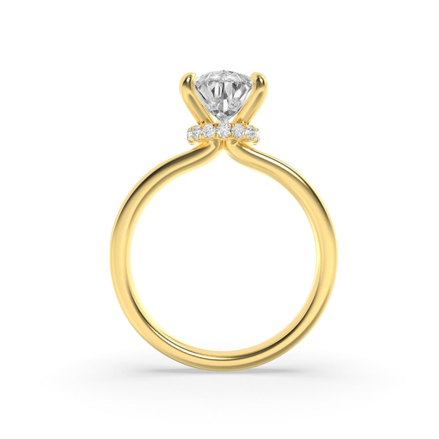 Pear Shape Hidden Halo Plain Shank Engagement Ring lab grown diamond