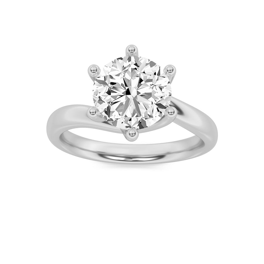 2Cttw Round Shaped Lab Grown Diamond (F/VS) BypassShank Engagement Ring in 14K Gold