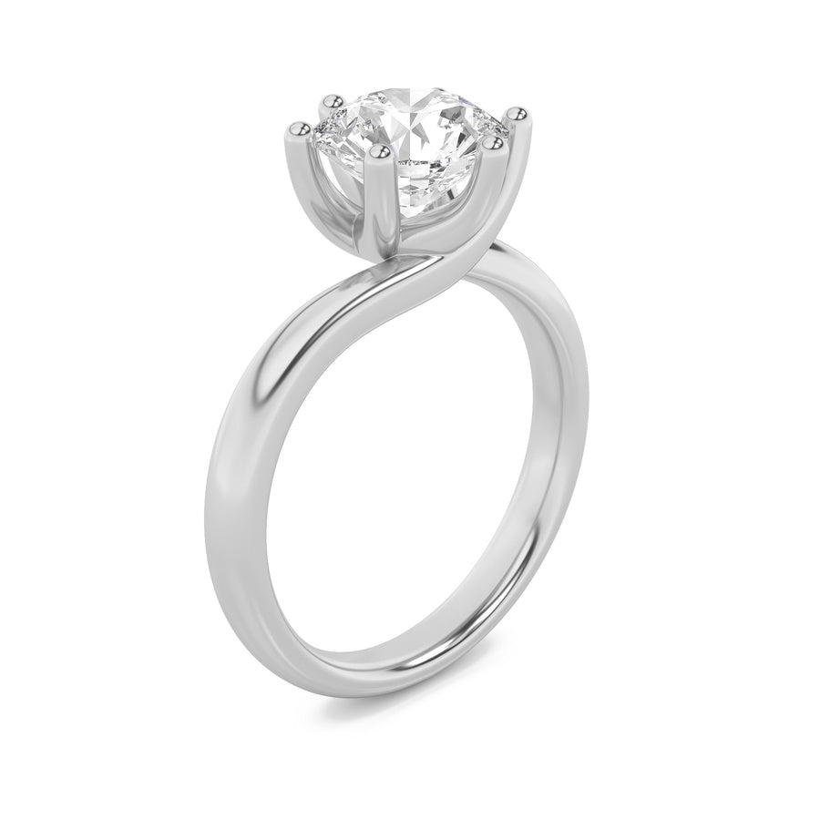 2Cttw Round Shaped Lab Grown Diamond (F/VS) BypassShank Engagement Ring in 14K Gold