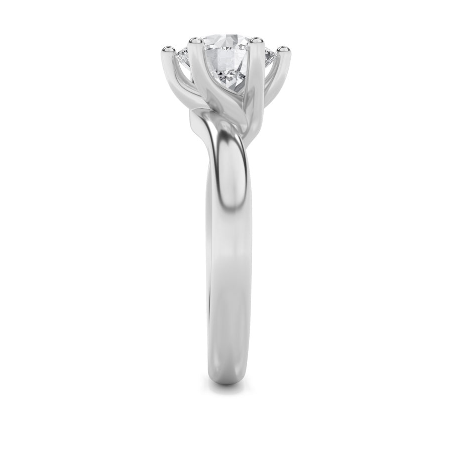 2Cttw Round Shaped Lab Grown Diamond (F/VS) BypassShank Engagement Ring in 14K Gold