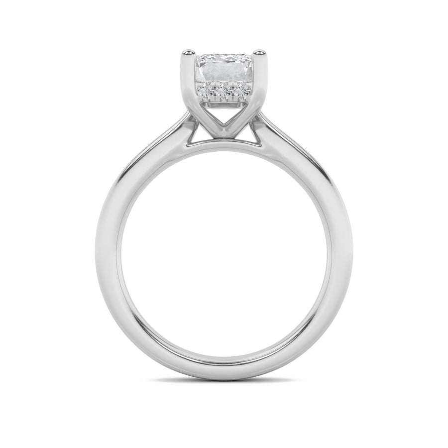 Radiant Shape Hidden Halo Cathedral Shank Engagement Ring lab grown diamond