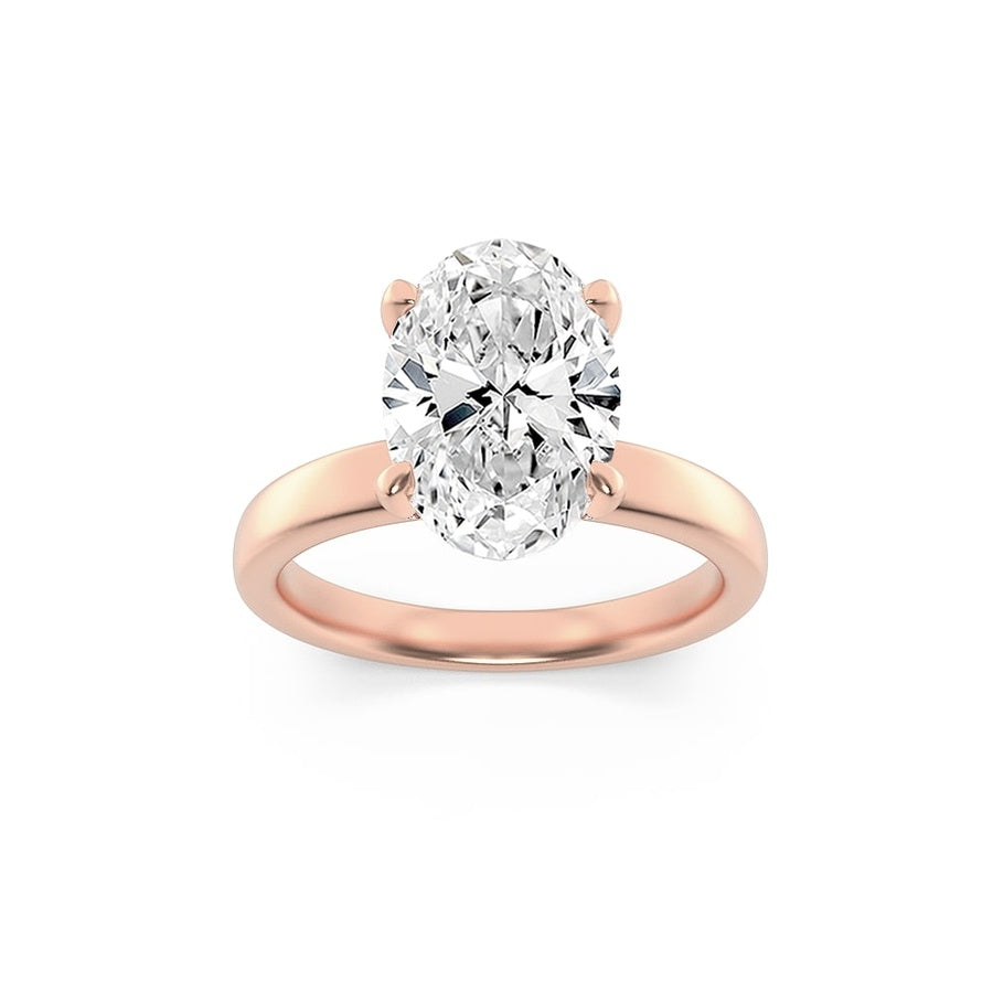 Oval Shape Hidden Halo Petite Shank Ring lab grown diamond