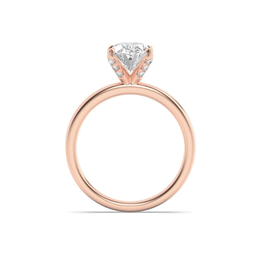 Oval Shape Hidden Halo Petite Shank Ring lab grown diamond