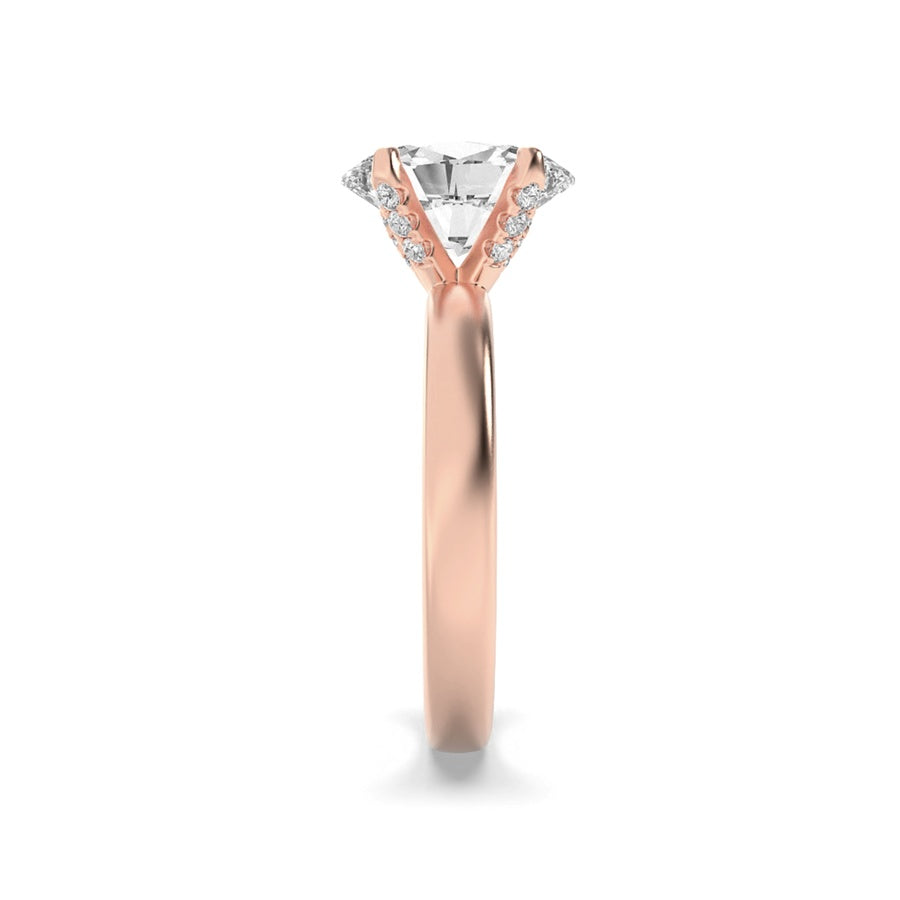 Oval Shape Hidden Halo Petite Shank Ring lab grown diamond