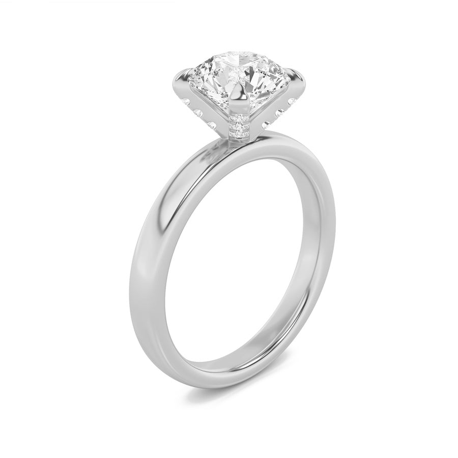2Cttw Round Shaped Lab Grown Diamond (F/VS) HiddenHalo Petite Shank Ring in 14K Gold