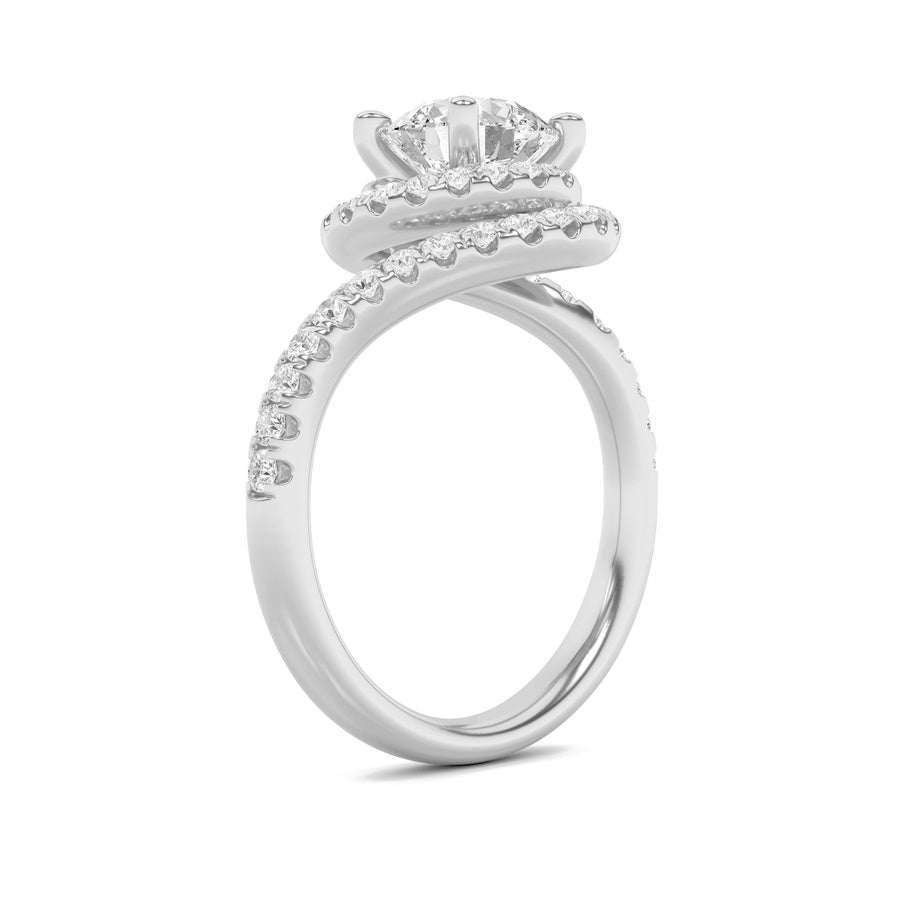 Round Shape Swirl Accented Engagement Ring lab grown diamond