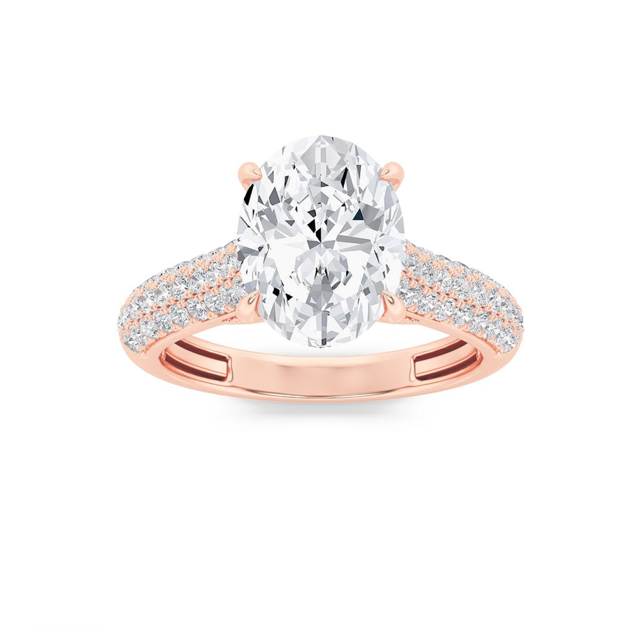 2.5Cttw Oval Shaped Lab Grown Diamond (F/VS) Hidden Halo Accented Engagement Ring in 14K Gold