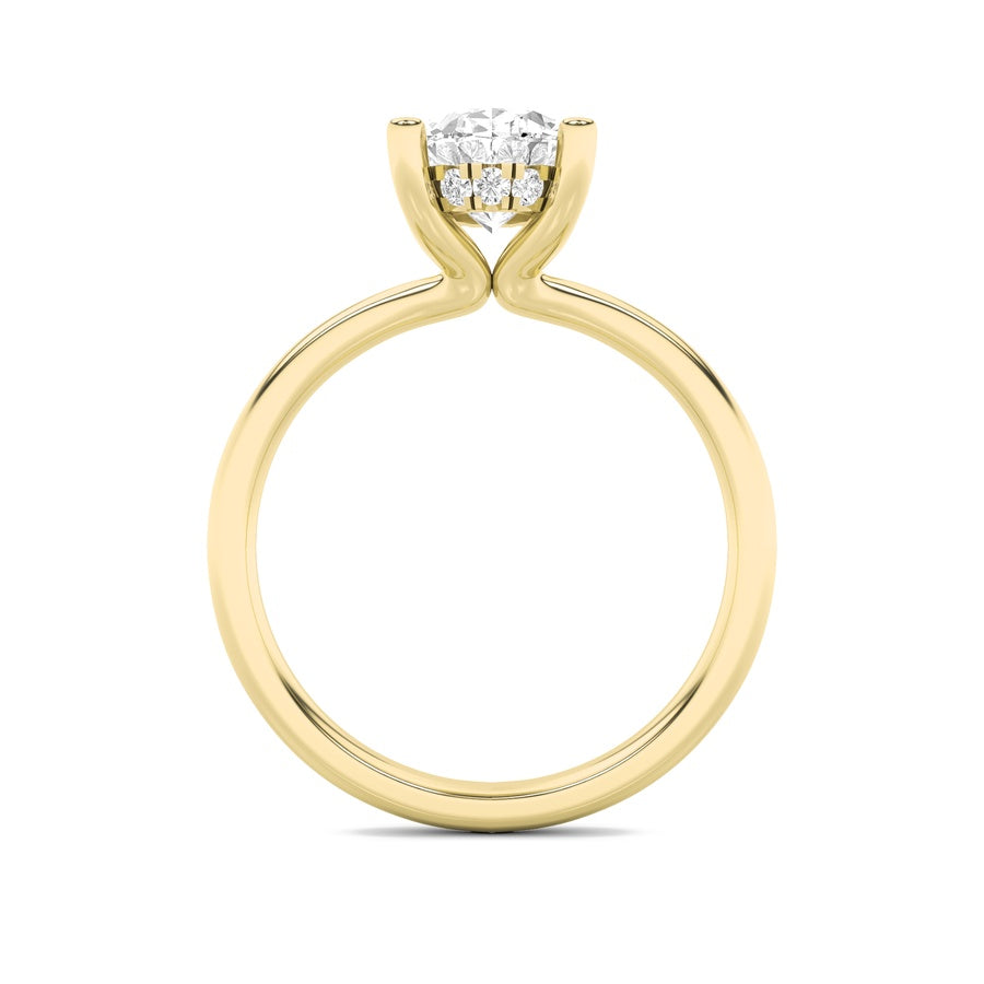 2Cttw Oval Shaped Lab Grown Diamond (F/VS) HiddenHalo Petite Shank Ring in 14K Gold