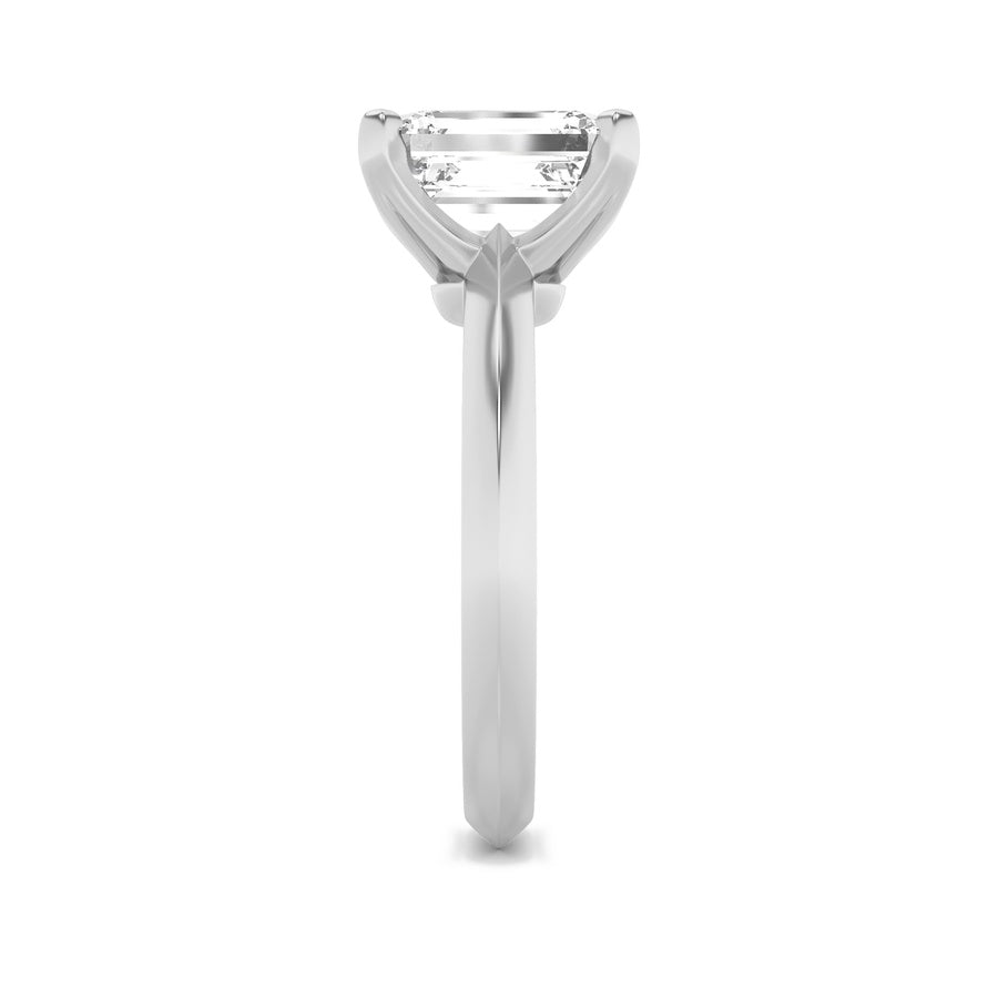 1Cttw Emerald Shaped Lab Grown Diamond (F/VS) Knife Edge Shank Solitaire Engagement Ring in 14K Gold