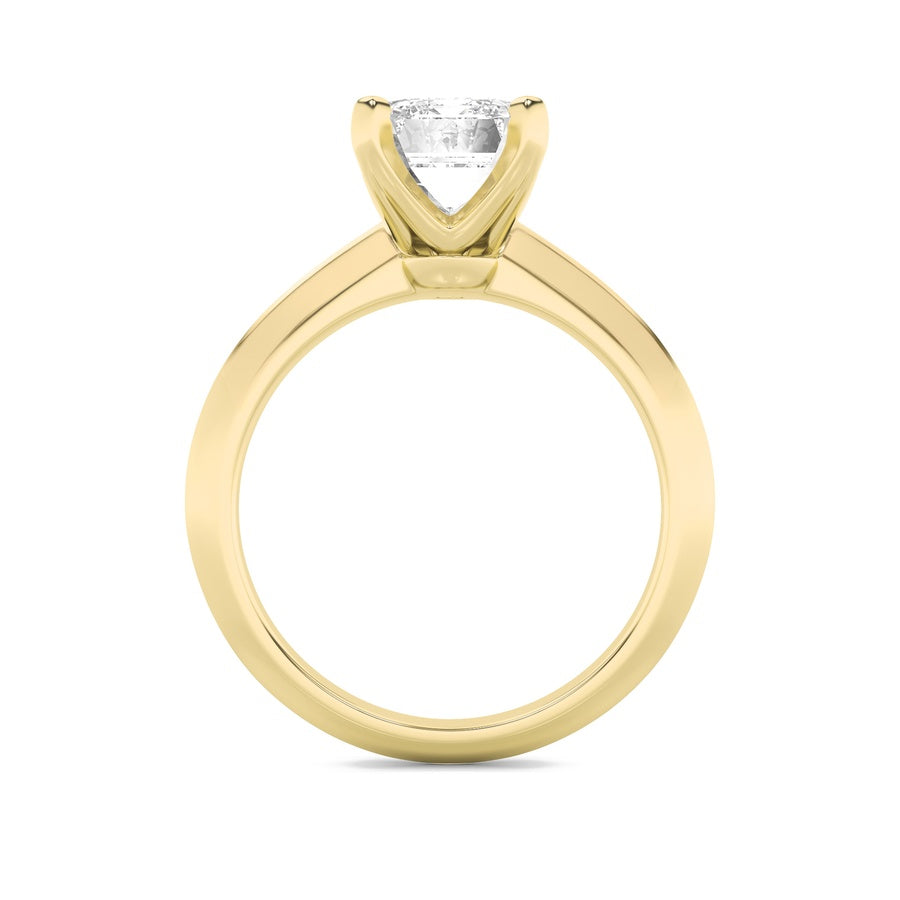 2.5Cttw Emerald Shaped Lab Grown Diamond (F/VS) Knife Edge Shank Solitaire Engagement Ring in 14K Gold