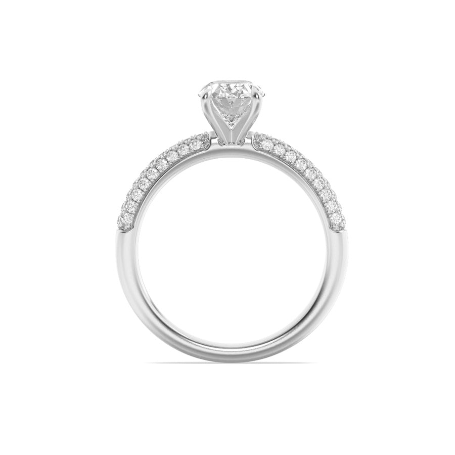 1.5Cttw Oval Shaped Lab Grown Diamond (F/VS) ThreeRow Micro Pave Engagement Ring in 14K Gold