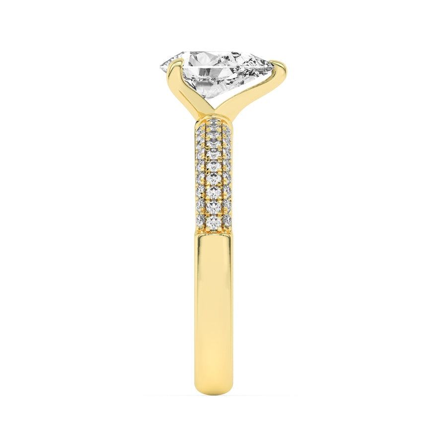 1.5Cttw Pear Shaped Lab Grown Diamond (F/VS) ThreeRow Micro Pave Engagement Ring in 14K Gold
