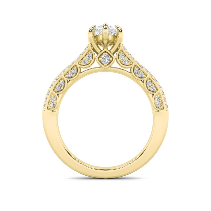 2Cttw Pear Shaped Lab Grown Diamond (F/VS) Split Shank Accented Engagement Ring in 14K Gold