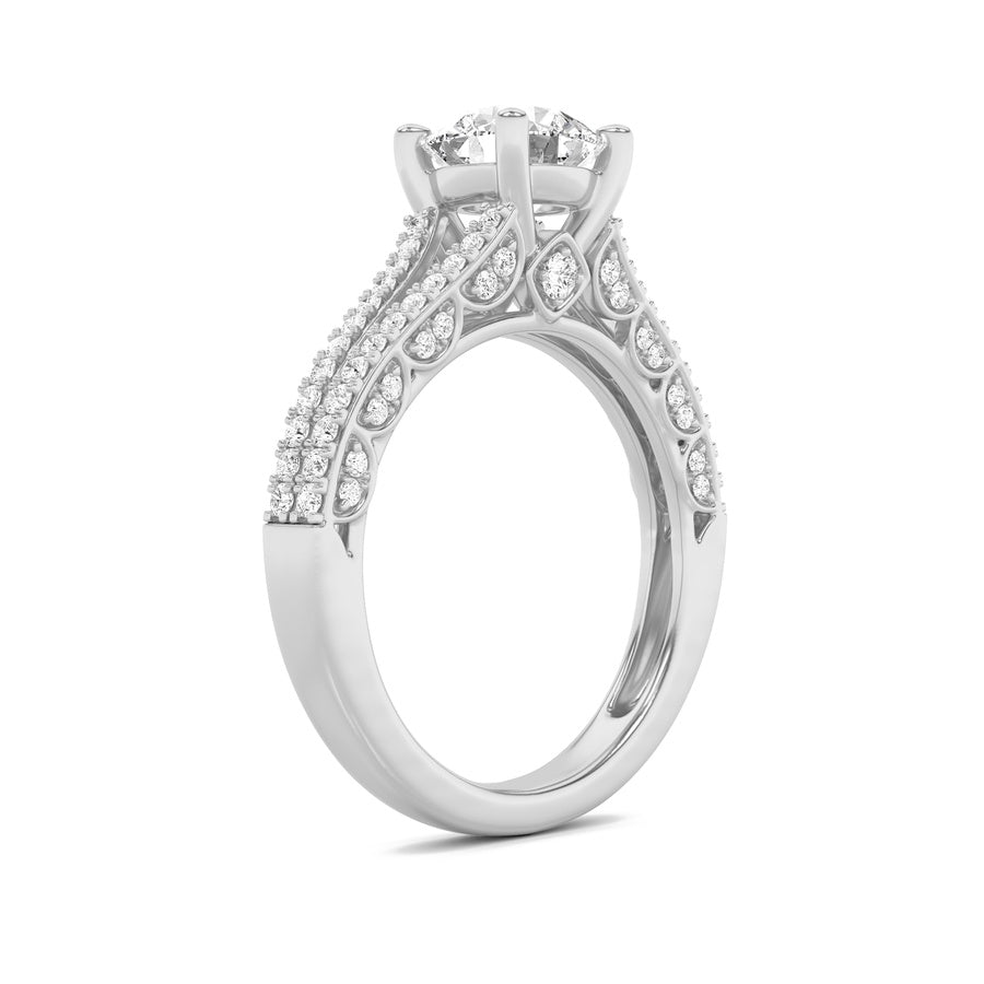 Round Shape Split Shank Accented Engagement Ring lab grown diamond