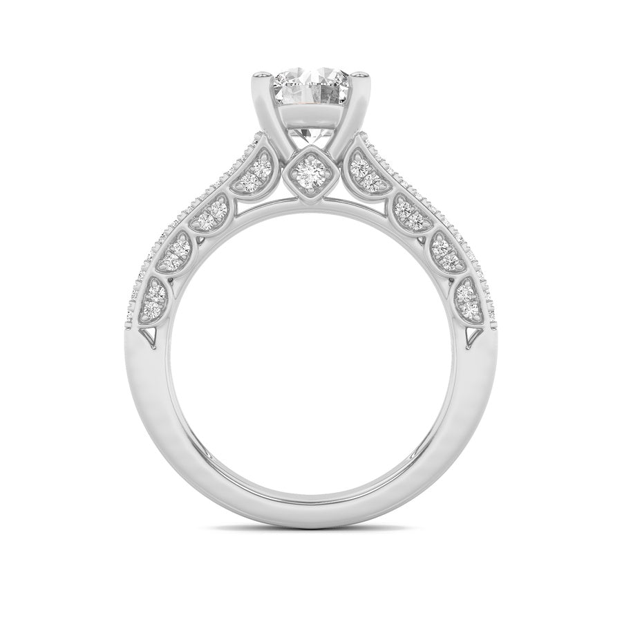 Round Shape Split Shank Accented Engagement Ring lab grown diamond