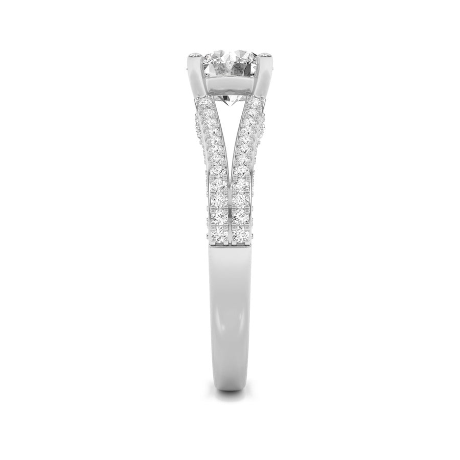 Round Shape Split Shank Accented Engagement Ring lab grown diamond