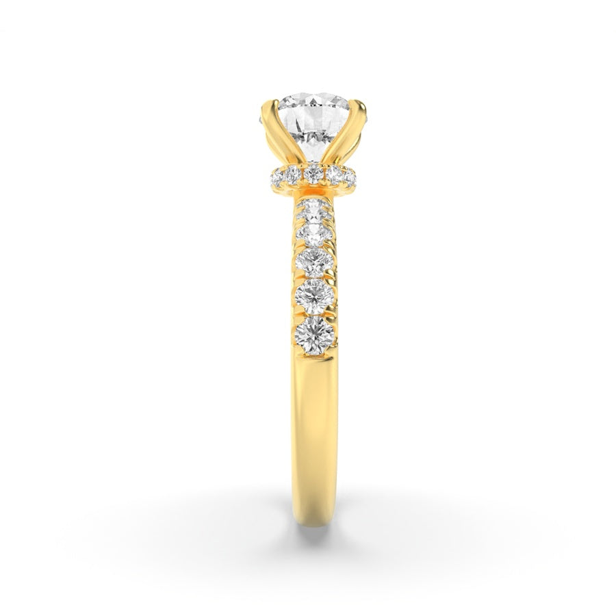2Cttw Round Shaped Lab Grown Diamond (F/VS) HiddenHalo Accented Ring in 14K Gold