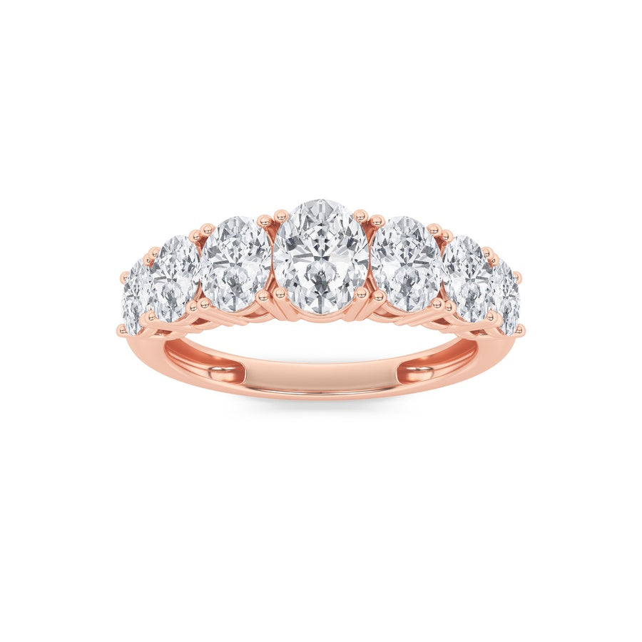 2Cttw Oval Shaped Lab Grown Diamond (F/VS) Seven Stone Band Ring in 14K Gold