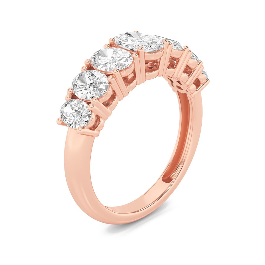 2Cttw Oval Shaped Lab Grown Diamond (F/VS) Seven Stone Band Ring in 14K Gold