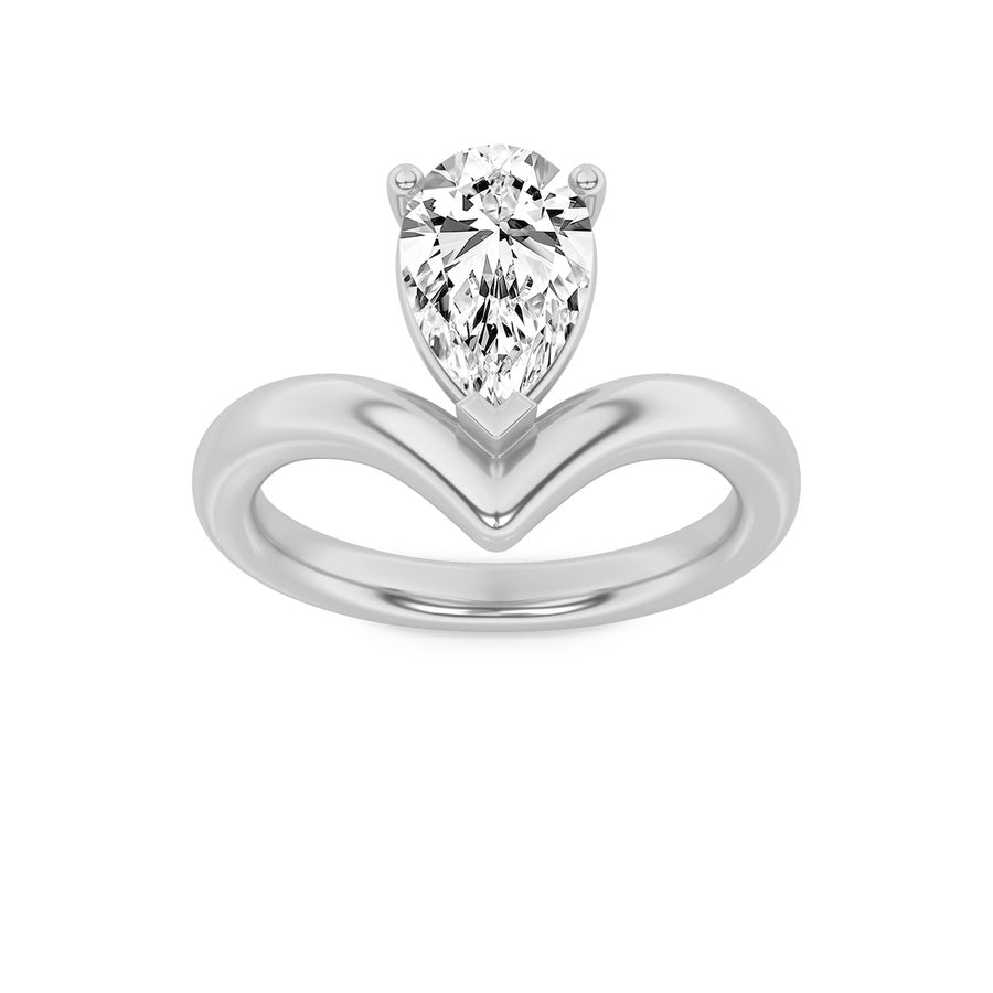 Pear Shape Chevron Solitaire Engagement Ring lab grown diamond