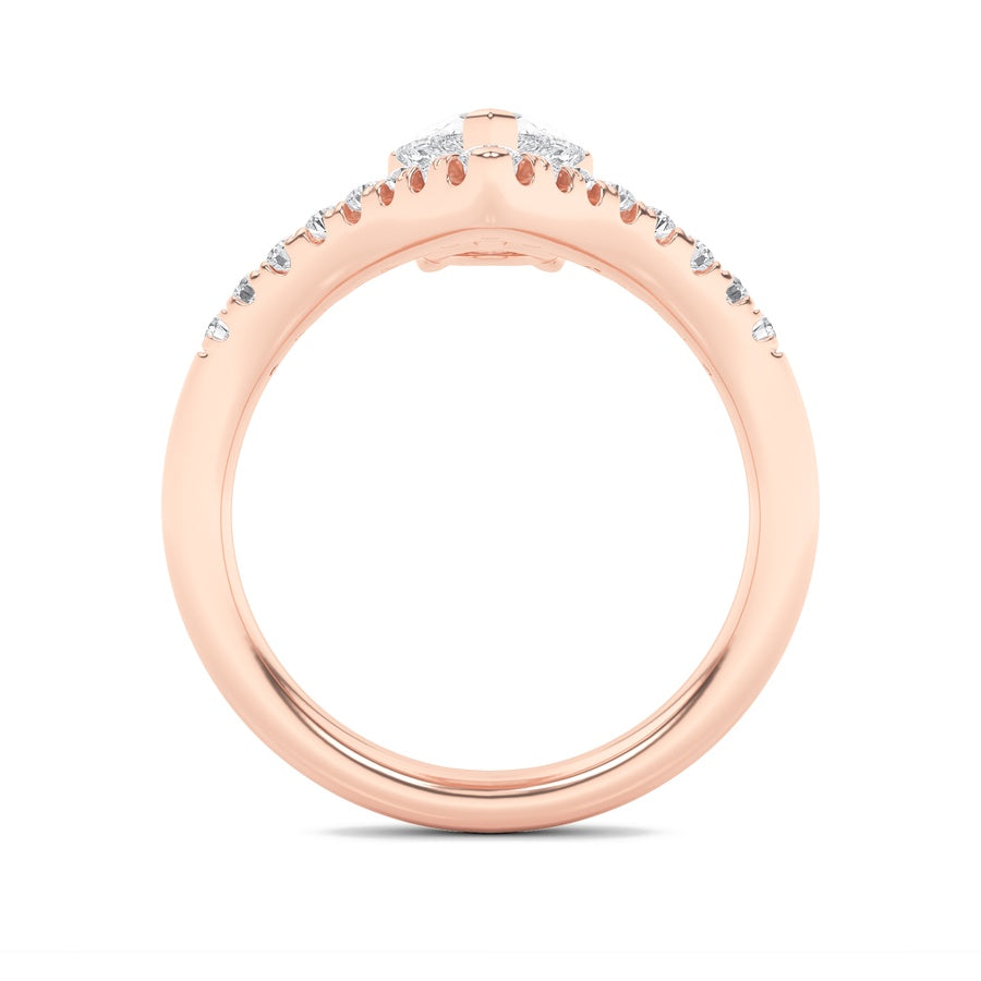2Cttw Pear Shaped Lab Grown Diamond (F/VS) Accented Solitaire Fancy Engagement Ring in 14K Gold
