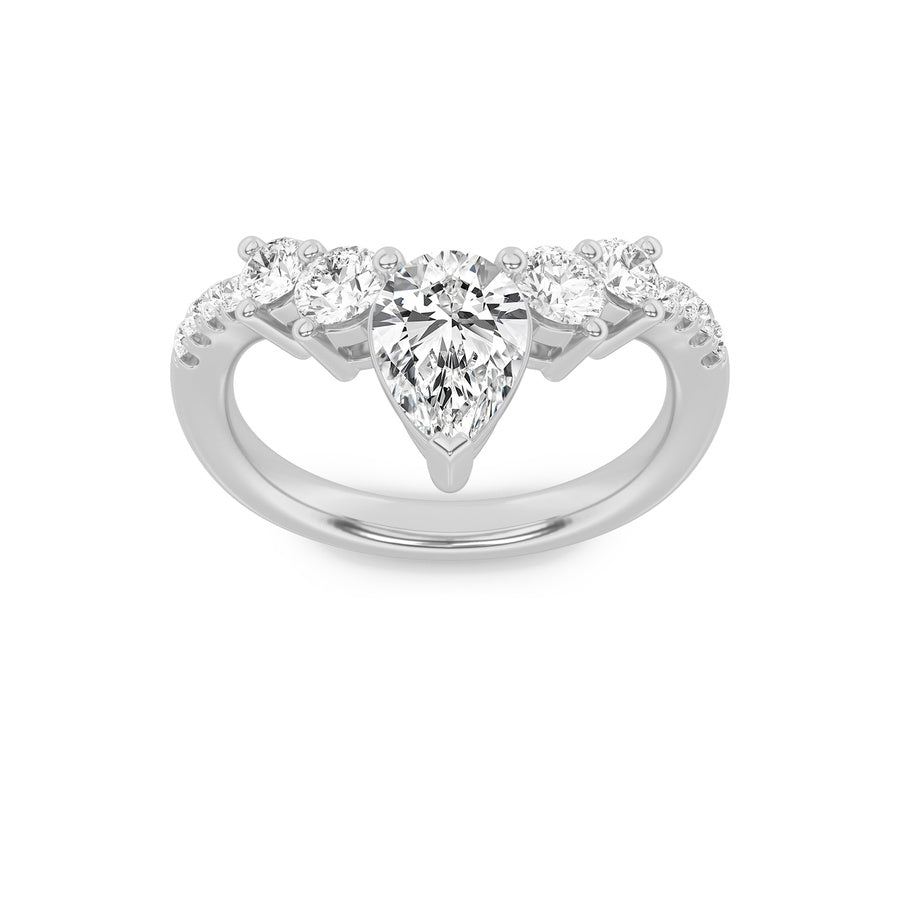1.5Cttw Pear Shaped Lab Grown Diamond (F/VS) FancyContour Ring in 14K Gold